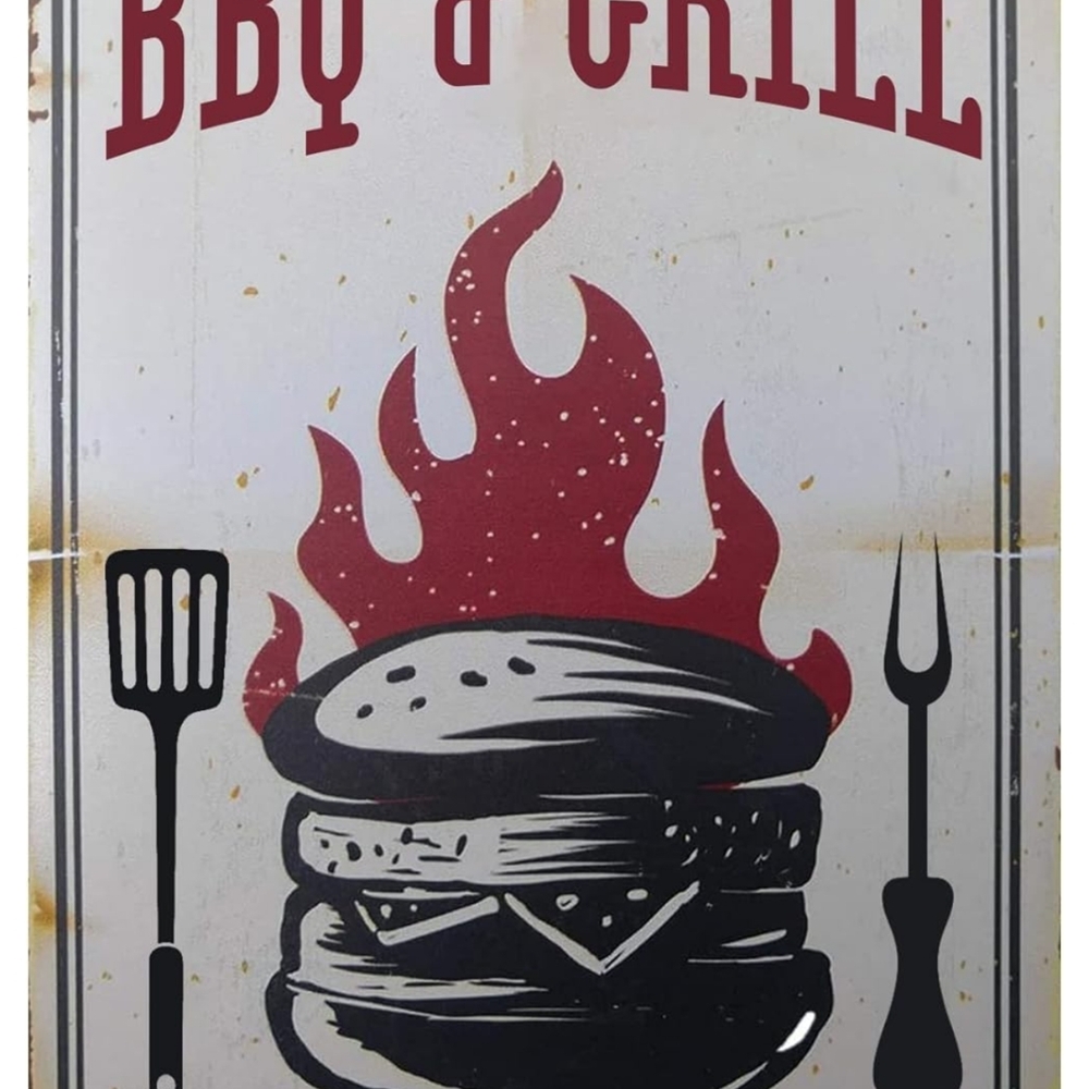5.5 × 8 InchMetal Vintage Tin Sign Decor Barbecue Party (37)